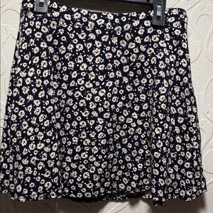 Forever 21 Navy and White Floral Skater Skirt